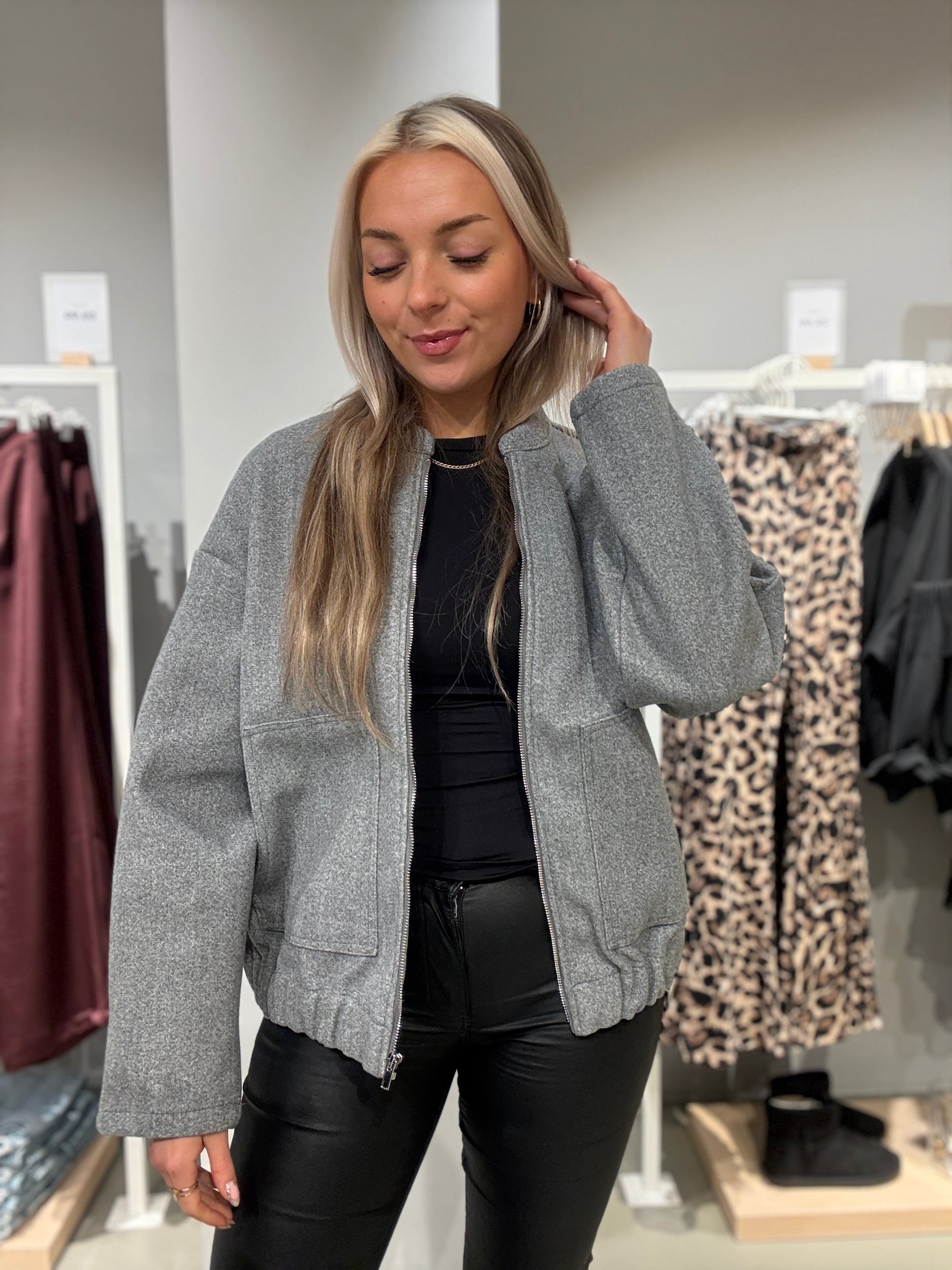 PCDEBBIE Otw Bomber - Light Grey Melange